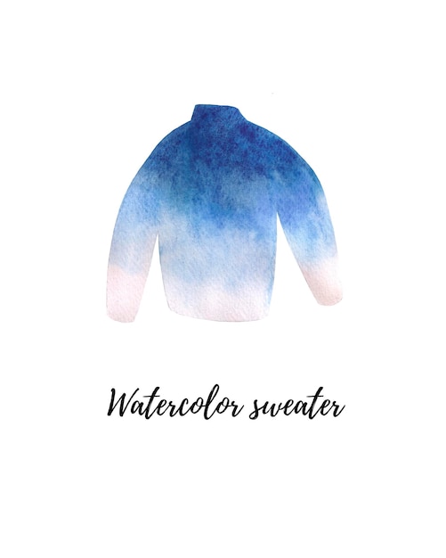 An image of a handdrawn watercolor sweater isolated on a white background