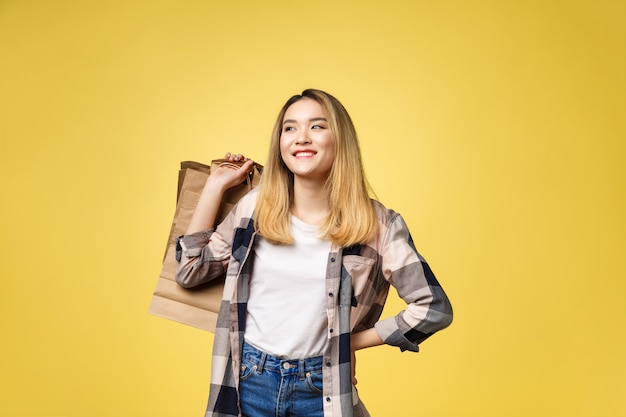 Image of happy emotional young asian woman