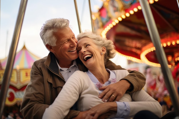 image of happy mature couple in amusement park