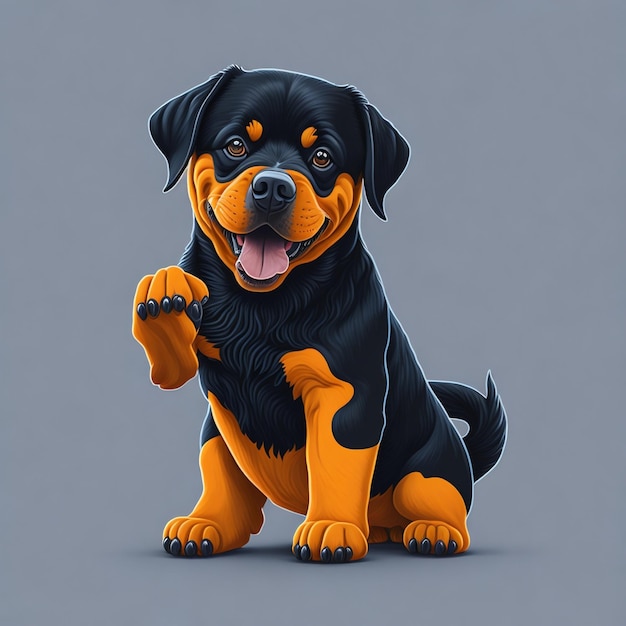 カメラを見て頭がうなるクーガー犬の画像 Adobe Illustrator 手描き