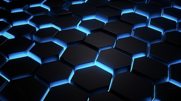 an image of a hexagon wallpaper with blue lights