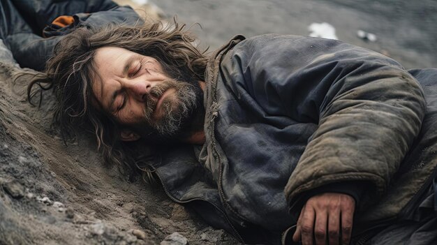 an image of a homeless person sleeping on the street in the style of sony alpha a1