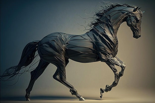 馬が優雅に走っているイメージ 野生動物 イラスト 生成 AI