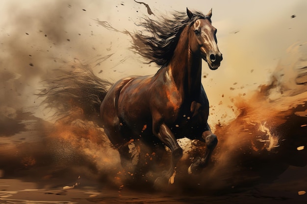 Image of horse running Wildlife Animals Generative AI Illustration