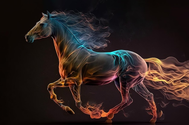 野生動物、動物、生成 AI イラストを実行している馬のイメージ