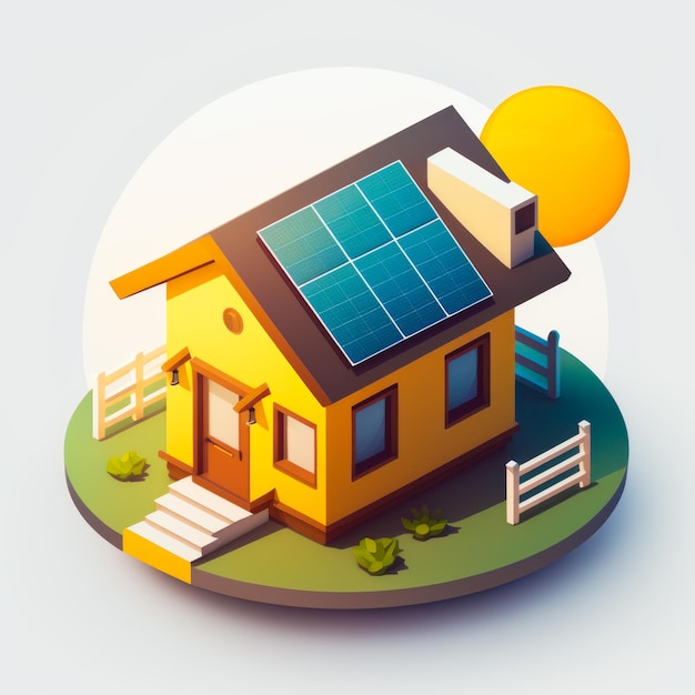 Изображение дома с солнечными панелями Generative AI