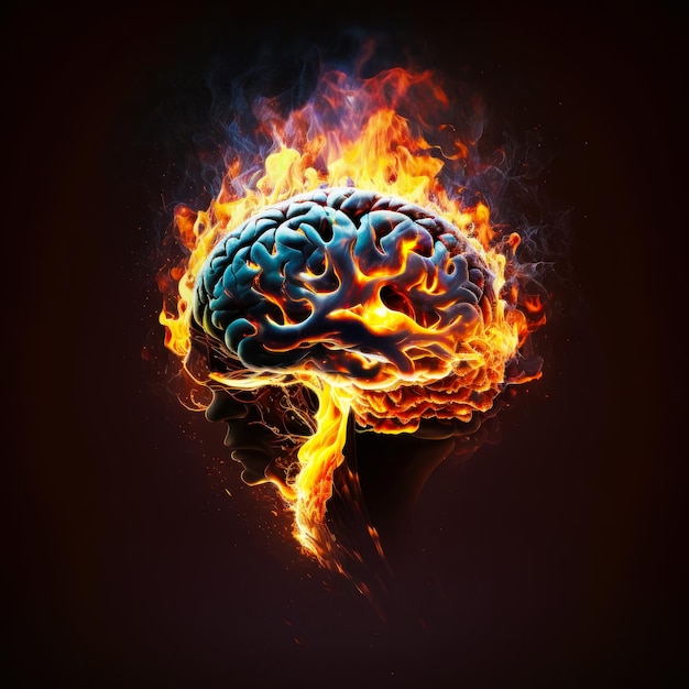 An image of human brain on fire Generative AI