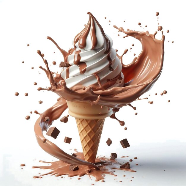 An image of an ice cream cone spewing chocolate