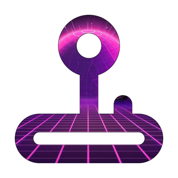 Photo image icon joystick purple shapes background 80s