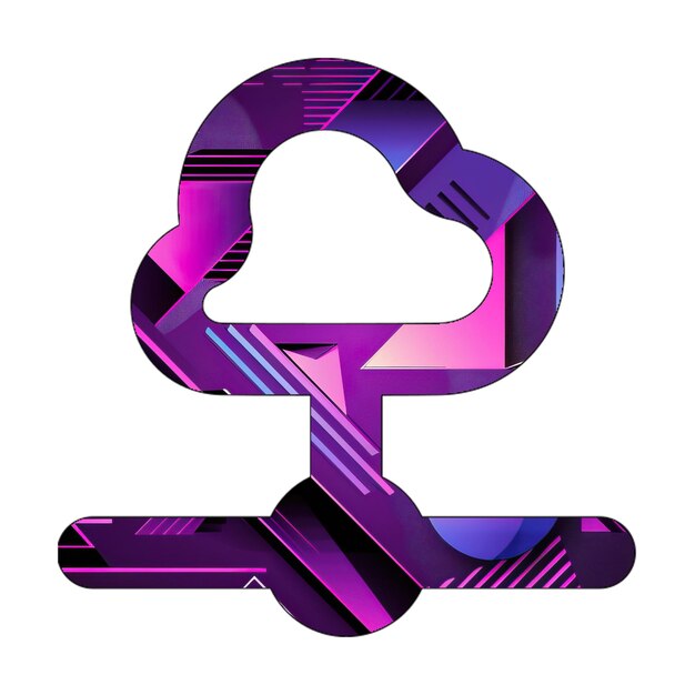 Photo image icon network cloud 80s style background tech