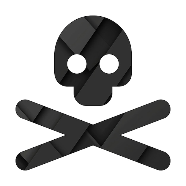 Photo image icon skull crossbones black rectangle background