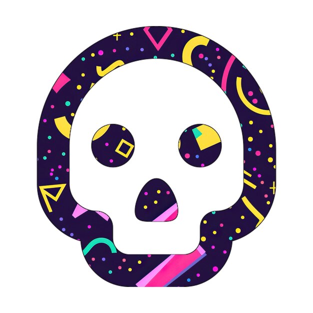 Photo image icon skull purple 80s pattern style