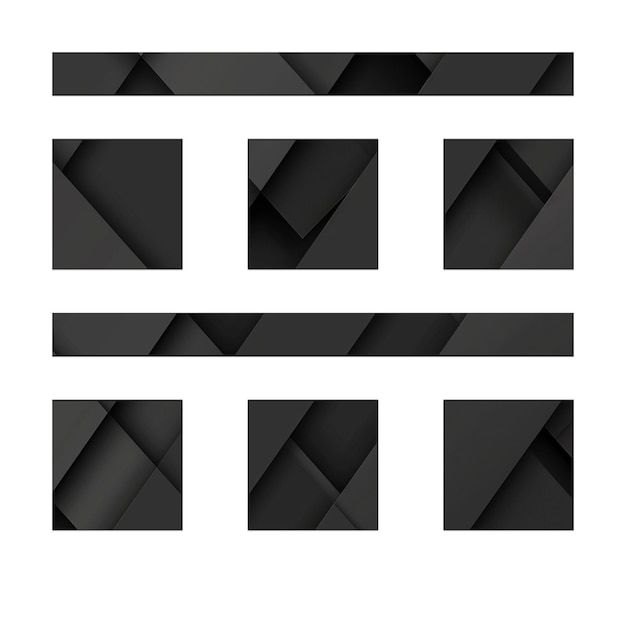 Image icons grid dividers Black Rectangle Background