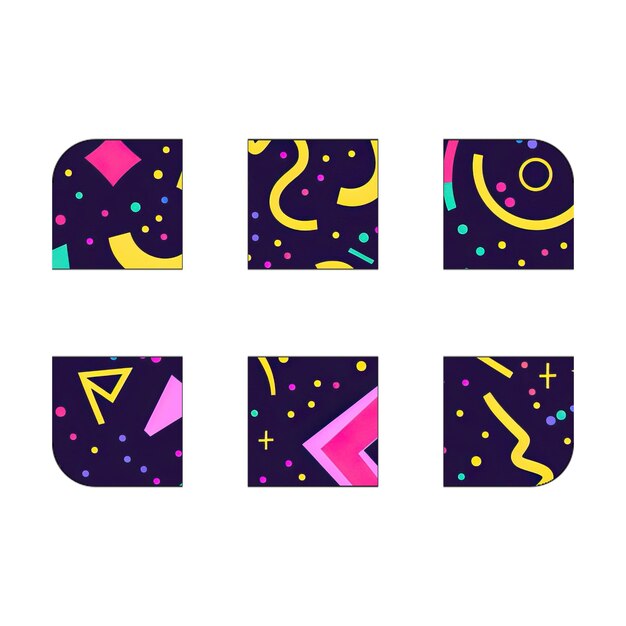Photo image icons grip horizontal purple 80s pattern style