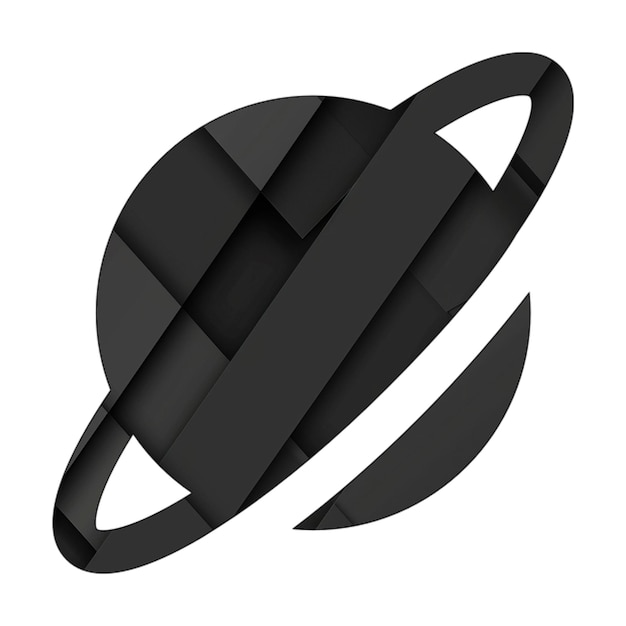 Image icons planet ringed Black Rectangle Background