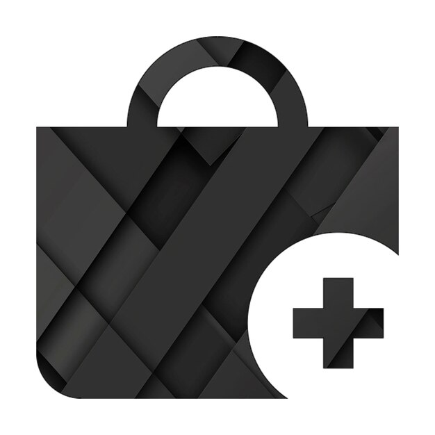 Photo image icons shopping bag add black rectangle background