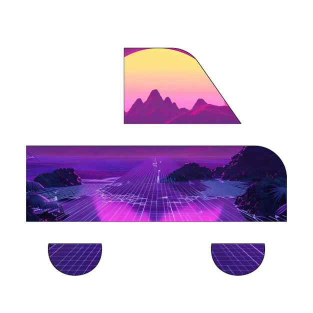 Photo image icons truck pickup 80s geometric shapes