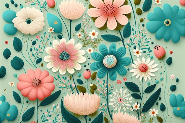 Image of illustration pattern floral and pastel flower background Made by AIArtificial intelligence