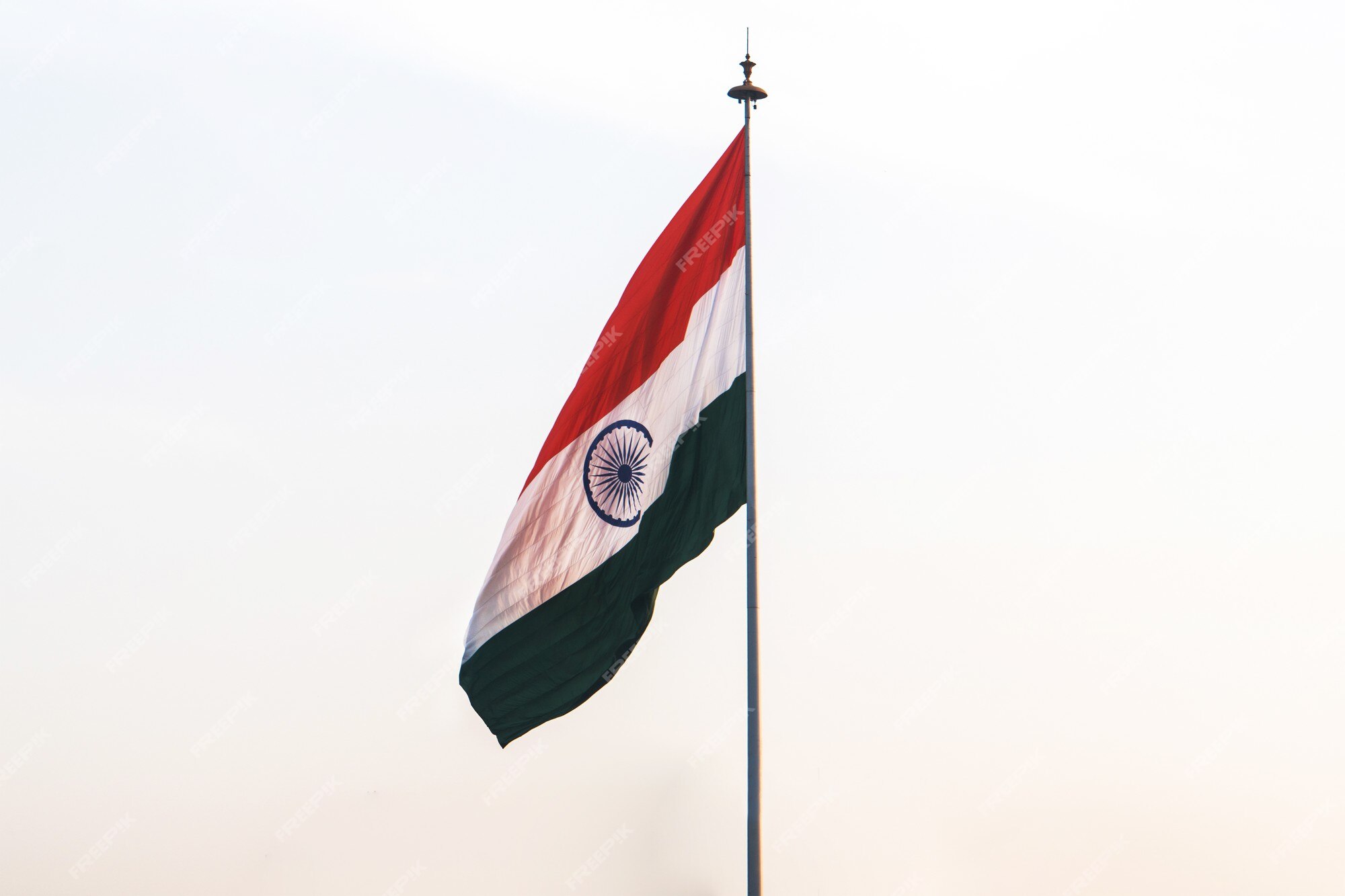 Premium Photo | Image of indian flag with white backgrounds. flag on light  background of the sky