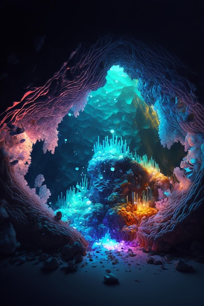 An image of the inside of a cave Generative Ai