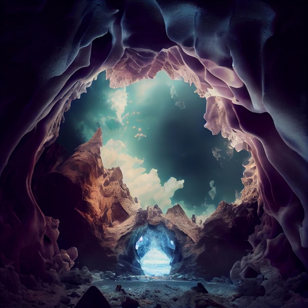 Изображение внутренней части пещеры Generative Ai