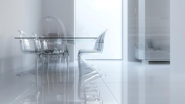 Photo the image is a 3d rendering of a modern dining room