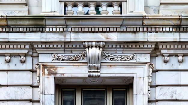 The image is of a beautiful marble building with intricate carvings and details The building is likely a government building or a museum