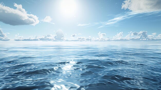 画像は美しい海景です 海は静かで青く太陽は頭上で明るく輝いています