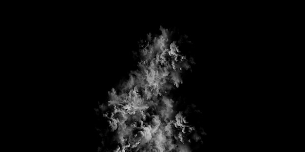 The image is a black and white image of a cloud of smoke or fog