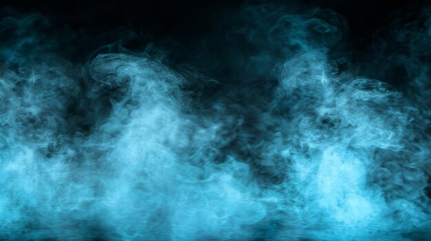 Photo the image is of a blue smoke cloud with a dark background