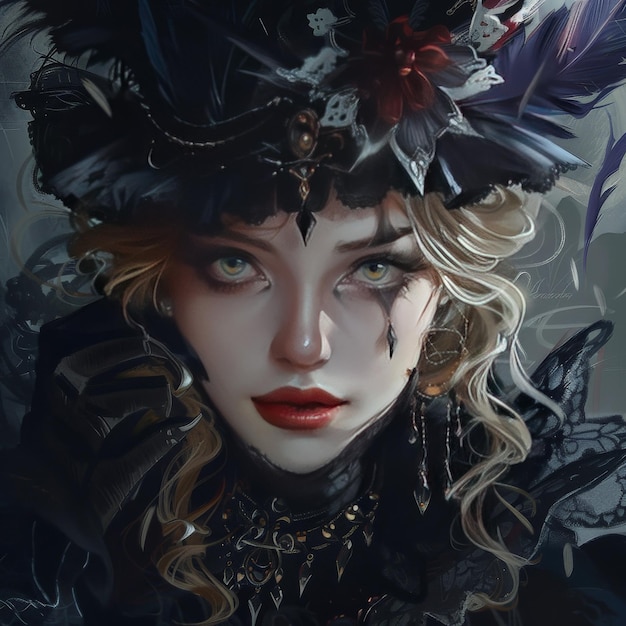 the image is a dark portrait of a beautiful woman
