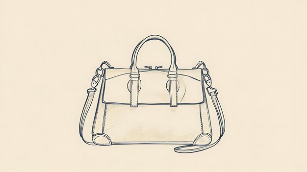 Photo the image is a simple line drawing of a handbag it has a rectangular body with a curved top and a single handle