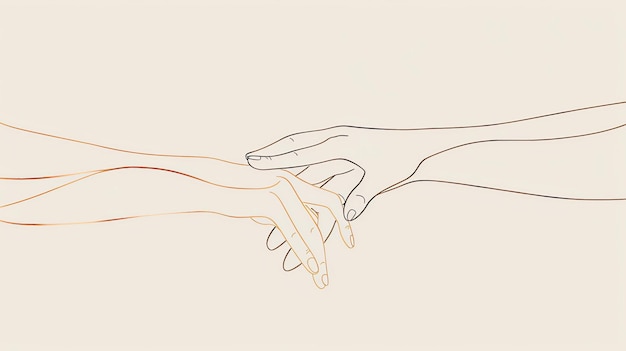 The image is a simple line drawing of two hands one reaching out to the other The hands are drawn in a minimalist style with no shading or details