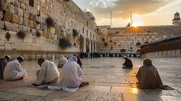 The image is of the Western Wall in Jerusalem It is a holy site for Jews and is also known as the Wailing Wall