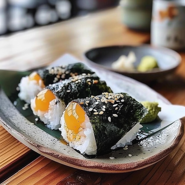 Image of japanese food that onigiri and good apply for book menu