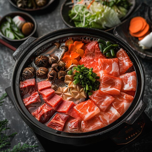 Photo image of japanese food that shabushabu and good apply for book menu