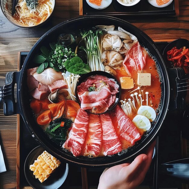 Photo image of japanese food that shabushabu and good apply for book menu