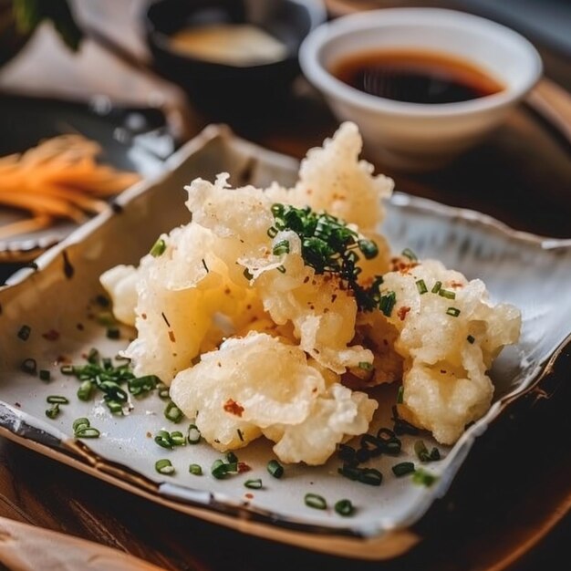 Foto immagine di cibo giapponese che tempura e buono si applicano per il menu libro