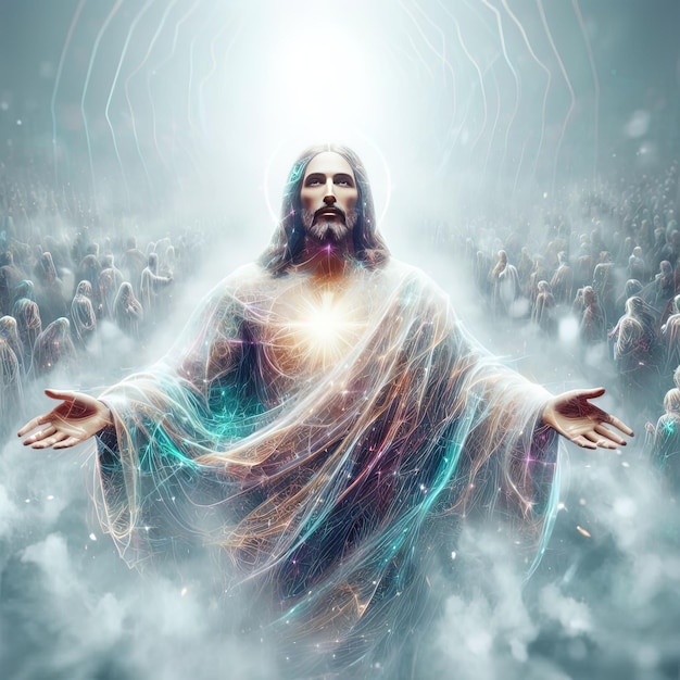 마법의 구름에서 창조된 예수 그리스도의 이미지
