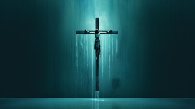 image of jesus crucify with dark space generative AI