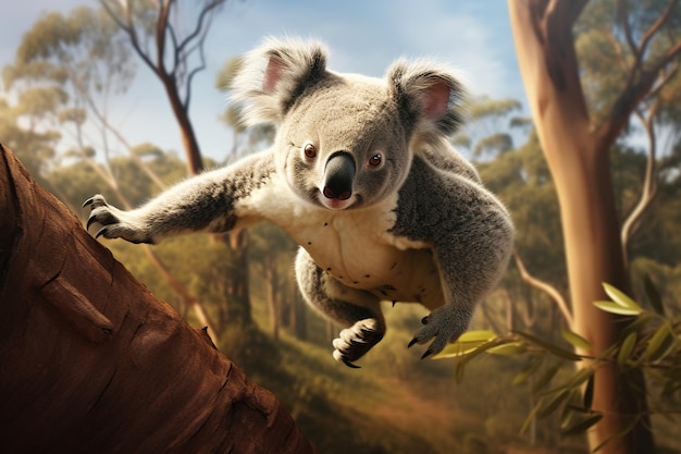Изображение коалы в лесу Дикие животные Генеративная ИИ иллюстрация