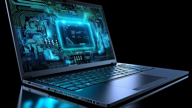 Photo image of laptop and programming 3d