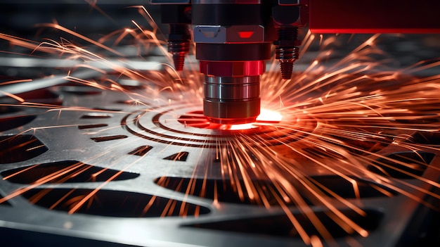 Image of laser cutter emitting sparks