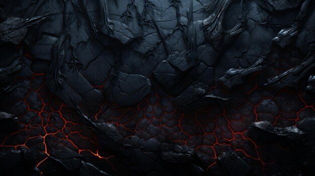 Photo an image of lava and rocks with red and black colors