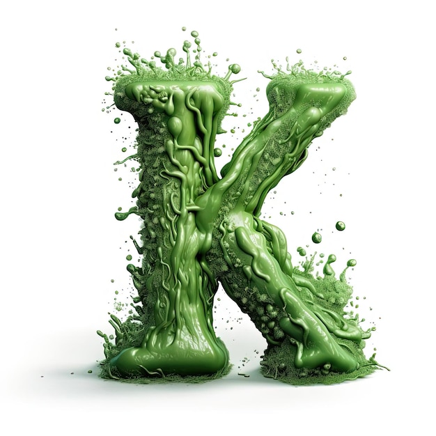 Photo an image of the letter k making a liquid effect in the style of slimepunk