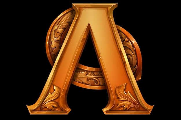 An image of the letter A in orange with golden outlines Vector illustration for a video game