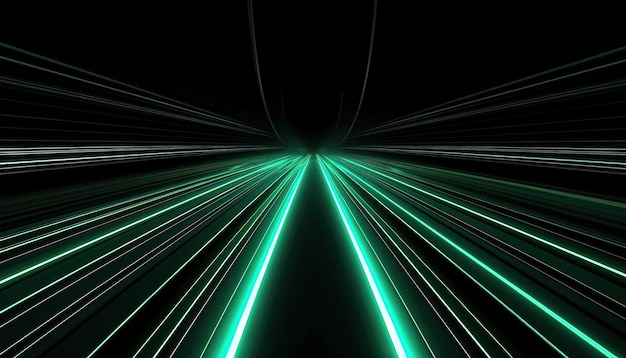 an image of light strips in the dark in the style of skyblue and green