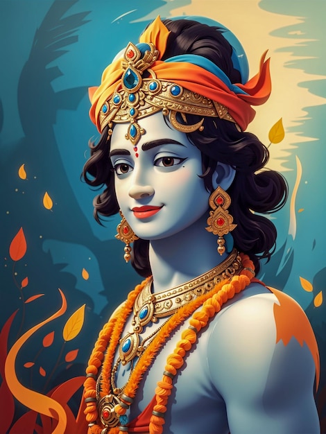 image of Lord Krishna vector illustration