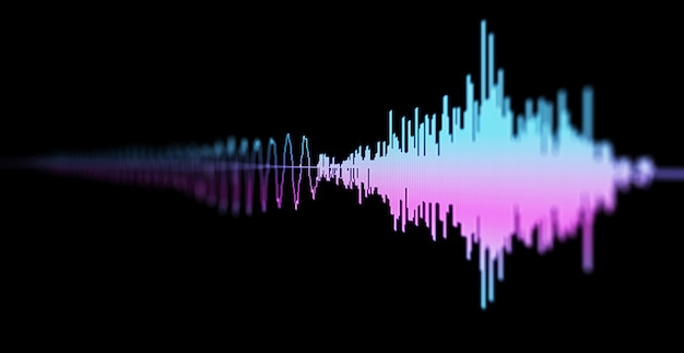 地震、株式市場、および音声オーディオ波図の画像マクロのクローズアップ。ぼかし、DOF。