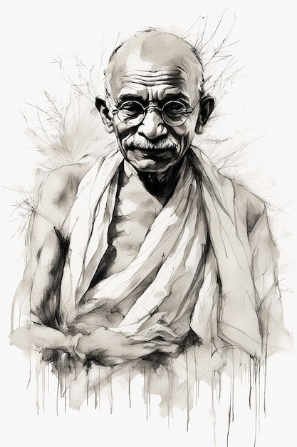 Image of Mahatma Gandhi Illustration of Mohandas Karamchand Gandhi or Mahatma Gandh